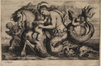 KG 18456
<br/>
Een nereïde rijdend op een hippocampus
<br/>
<em>Kessel, Theodor van (ca. 1620-na 1660)</em>